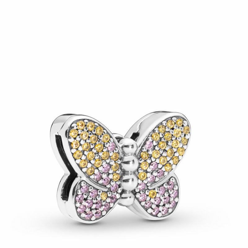 Pandora Reflexions™ Bedazzling Butterfly Clip Charm Clearance NZ, Sterling Silver (701843-OAY)